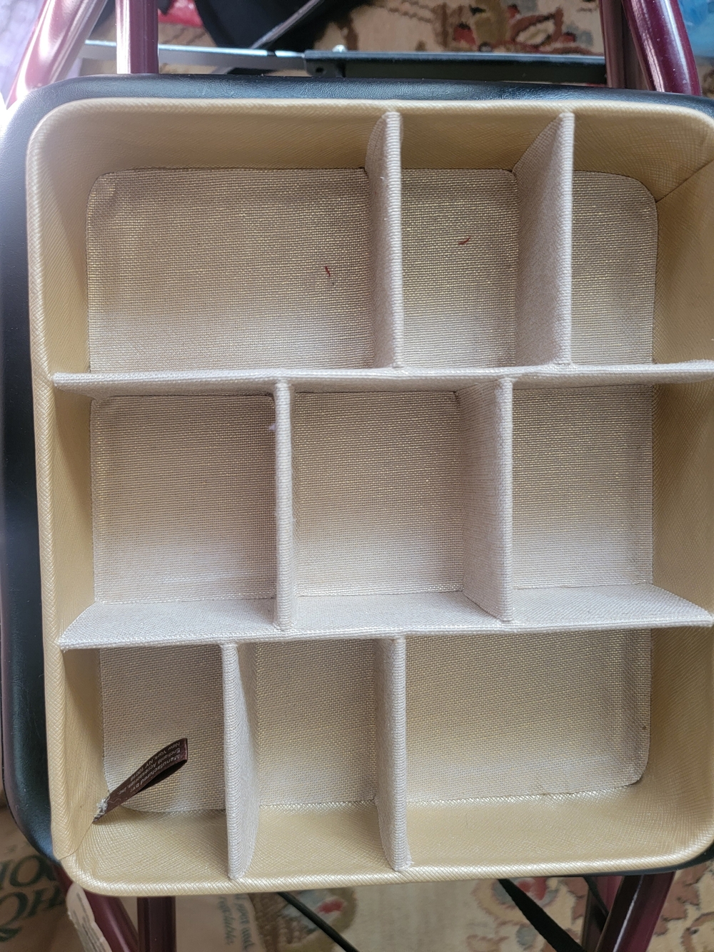 Neutral Fabric Compartment Organizer Tray - Beige Multi-Section Storage
